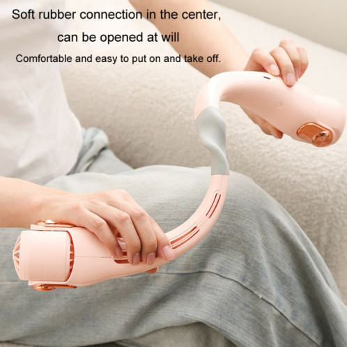 Mini ventilateur de cou en Silicone, Portable, USB, pour étudiant, extérieur, réglable (rose) SH101A287-011