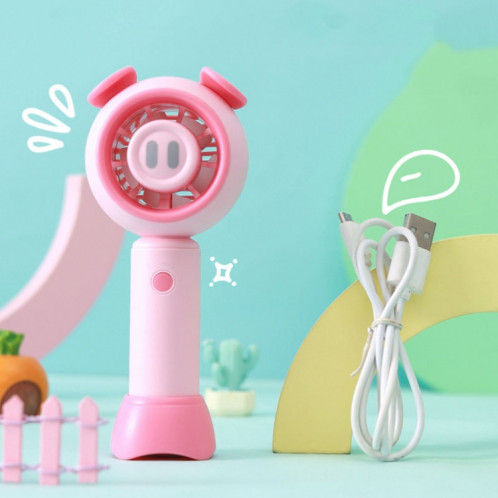 Mini ventilateur portatif USB de dessin animé mignon de bureau (cochon rose) SH701C858-07