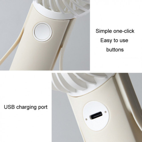 Ventilateur portatif silencieux en Silicone, petit ventilateur électrique suspendu au cou (Beige) SH501A1205-011