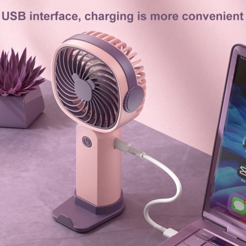 Mini ventilateur multifonctionnel portatif portatif avec fonction de support de téléphone, couleur: rose violet avec batterie SH80011308-09
