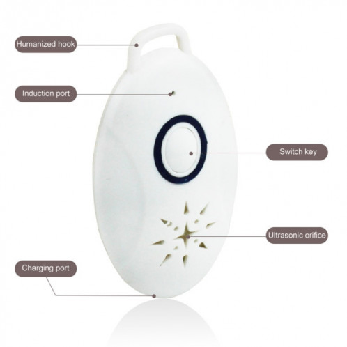 Mini répulsif anti-mouches rechargeable par USB, dispositif anti-moustiques portable et portable pour l'extérieur (blanc) SH401A1174-09