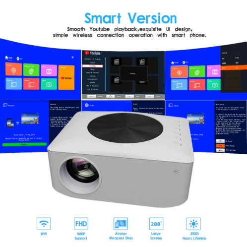 Y2S 1080P Mini LED WiFi projecteur prise en charge écran filaire sans fil miroir Version Youtube (prise ue) SH901B199-09