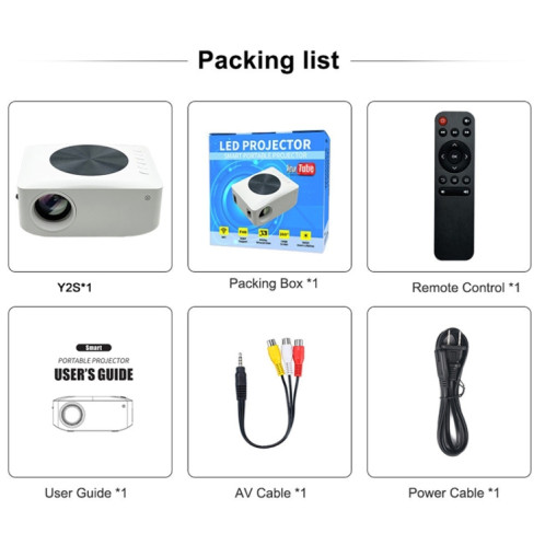 Y2S 1080P Mini LED WiFi projecteur prise en charge écran filaire sans fil miroir Version Youtube (prise ue) SH901B199-09