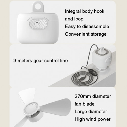 Version enfichable USB petit ventilateur de plafond Camping ventilateur suspendu Portable extérieur (blanc) SH701A123-08