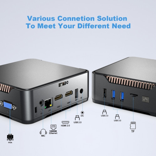 GK3Plus N100 16G + 2 To prise américaine 12e Intel Alderlake double HDMI + VGA Triple affichage 4K HD Mini PC de poche SH3016591-014