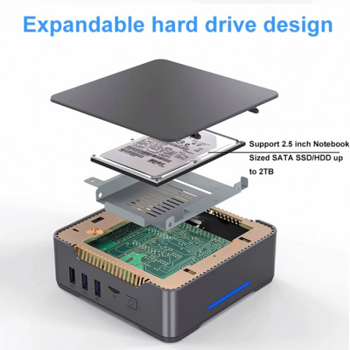 GK3Plus N100 16G + 2 To prise américaine 12e Intel Alderlake double HDMI + VGA Triple affichage 4K HD Mini PC de poche SH3016591-014