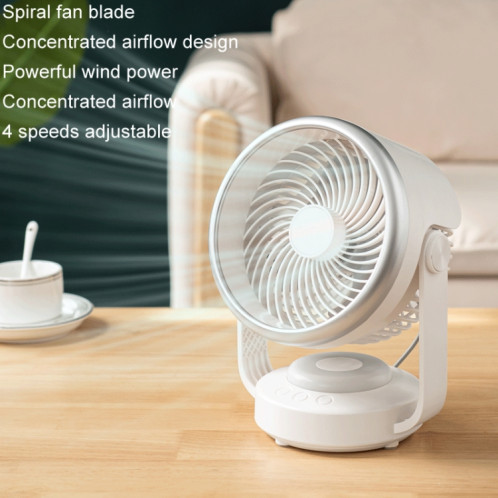 Ventilateur de circulation d'air ventilateur de bureau à tête oscillante automatique avec lumière LED (blanc) SH001A121-011