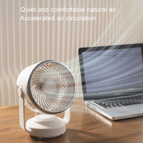 Ventilateur de circulation d'air ventilateur de bureau à tête oscillante automatique avec lumière LED (blanc) SH001A121-011