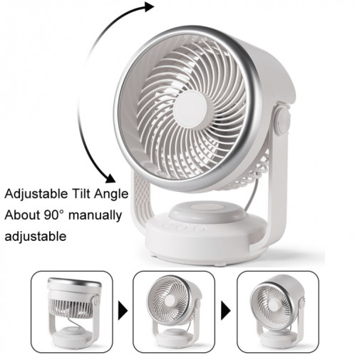 Ventilateur de circulation d'air ventilateur de bureau à tête oscillante automatique avec lumière LED (blanc) SH001A121-011