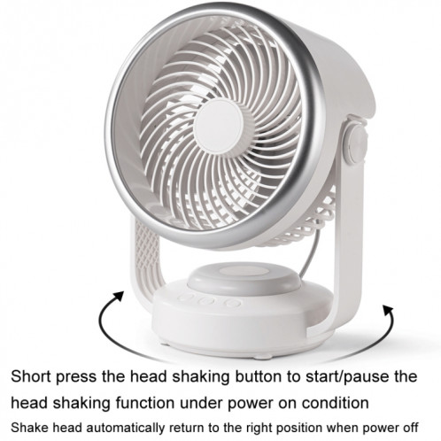 Ventilateur de circulation d'air ventilateur de bureau à tête oscillante automatique avec lumière LED (blanc) SH001A121-011
