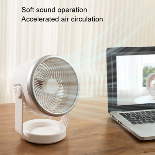 Ventilateur de circulation d'air, chargement USB, ventilateur silencieux de bureau (blanc) SH101A1866-09