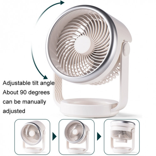 Ventilateur de circulation d'air, chargement USB, ventilateur silencieux de bureau (blanc) SH101A1866-09