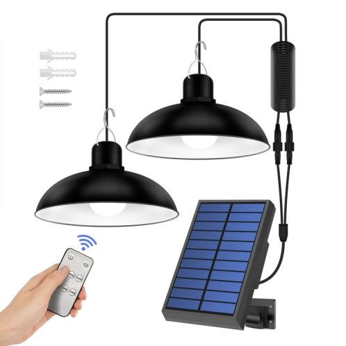 Lustre à ampoule LED solaire d'extérieur étanche IP65, lumières d'intérieur, spécifications: Double lumière blanche sans télécommande SH9103239-09