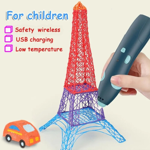 Ensemble de stylos d'impression Graffiti sans fil à basse température, chargement USB, stylo de peinture 3D pour enfants, bricolage (bleu) SH901A1205-010