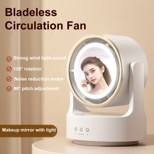 Ventilateur de bureau multifonctionnel 3 en 1 avec miroir cosmétique lumière LED oscillant rechargeable SH6802655-010