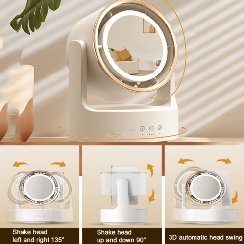 Ventilateur de bureau multifonctionnel 3 en 1 avec miroir cosmétique lumière LED oscillant rechargeable SH6802655-010