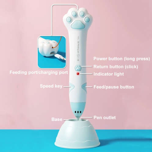 Griffe de chat USB chargeant le stylo d'impression 3D basse température enfants bricolage Graffiti stylo de peinture 3D (rose Sakura) SH401B1196-010