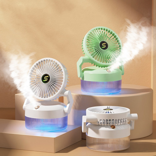 Ventilateur d'humidification par pulvérisation de bureau pliable à chargement USB avec veilleuse (vert) SH401B99-011