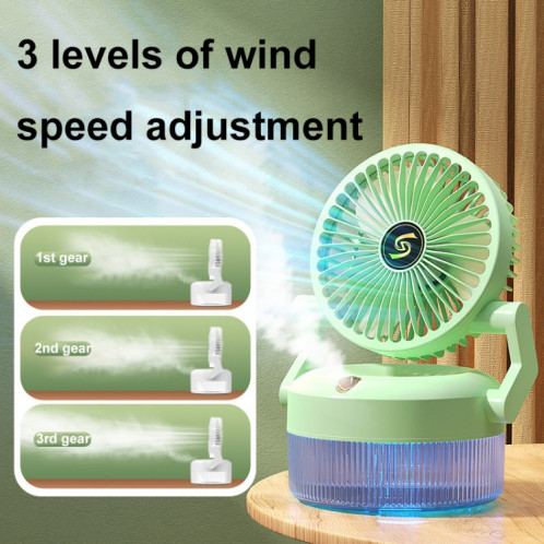 Ventilateur d'humidification par pulvérisation de bureau pliable à chargement USB avec veilleuse (vert) SH401B99-011
