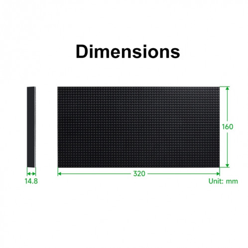 Panneau matriciel LED couleur RVB Waveshare, pas de 5 mm, 64 x 32 pixels, luminosité réglable (25848) SW501A483-010