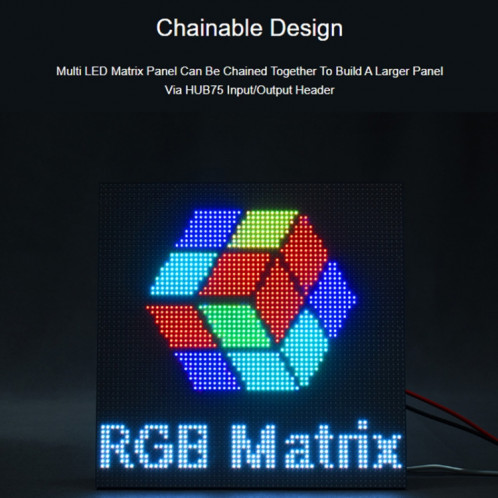 Panneau matriciel LED couleur RVB Waveshare, pas de 5 mm, 64 x 32 pixels, luminosité réglable (25848) SW501A483-010