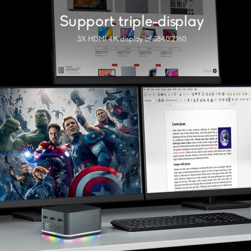 T9 Plus N100 DDR5 16G + 512G prise britannique 12th Alder Lake double Gigabit LAN + 3 HDMI 4K HD Mini PC de poche SH01231811-013