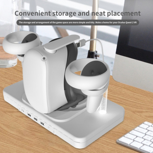 Pour Meta Quest 2 support de bureau lunettes VR chargeur sans fil Base électroluminescente colorée (blanc) SH501A493-08