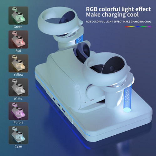 Pour Meta Quest 2 support de bureau lunettes VR chargeur sans fil Base électroluminescente colorée (blanc) SH501A493-08