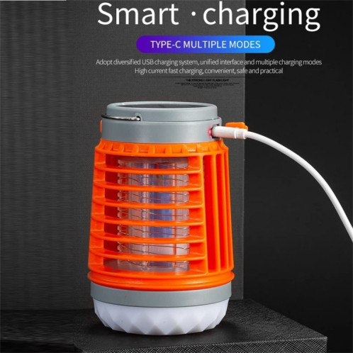 E-SMARTER W890-1 Solaire LED Choc Électrique Moustique Lumière Extérieure USB Rechargeable Éclairage Piège À Moustiques (Bleu) SE201B544-010
