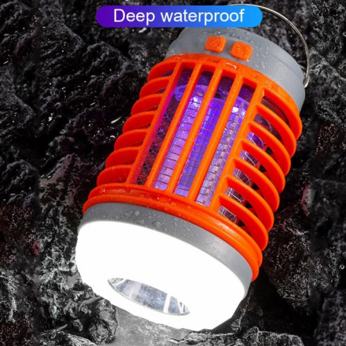 E-SMARTER W890-1 Solaire LED Choc Électrique Moustique Lumière Extérieure USB Rechargeable Éclairage Piège À Moustiques (Orange) SE201A515-010