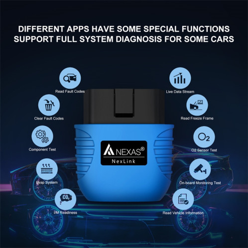 Scanner de diagnostic Nexas Bluetooth 5.0 OBD2 pour IOS/Android SN82541813-09