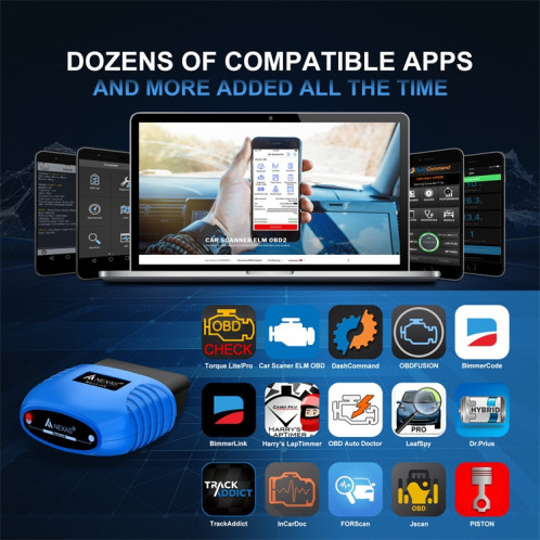 Scanner de diagnostic Nexas Bluetooth 5.0 OBD2 pour IOS/Android SN82541813-09