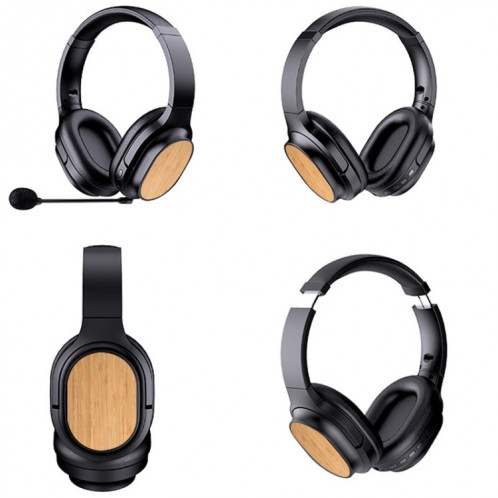 Casque Bluetooth en bois de bambou avec carte son intégrée, prise en charge carte TF/FM/AUX (blanc) SH301B956-015