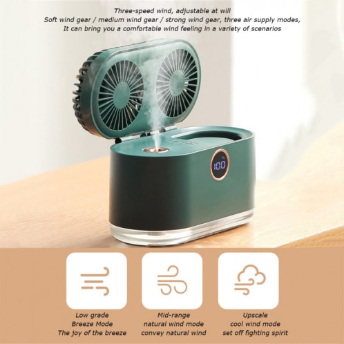 Refroidisseur d'humidification de veilleuse de ventilateur de bureau d'affichage numérique intelligent de pulvérisation à double feuille de WT-818 (blanc) SH901A1920-011
