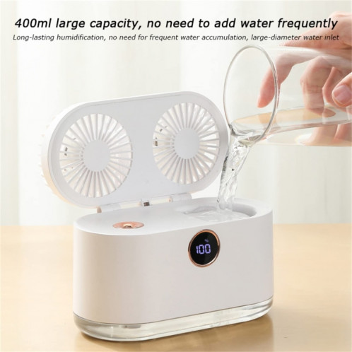 Refroidisseur d'humidification de veilleuse de ventilateur de bureau d'affichage numérique intelligent de pulvérisation à double feuille de WT-818 (vert) SH901C506-011