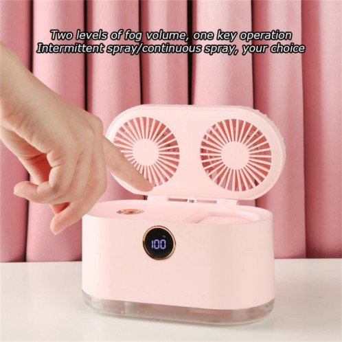 Refroidisseur d'humidification de veilleuse de ventilateur de bureau d'affichage numérique intelligent de pulvérisation à double feuille de WT-818 (vert) SH901C506-011