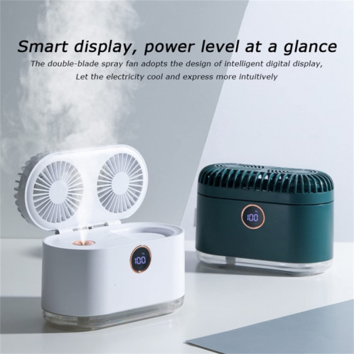 Refroidisseur d'humidification de veilleuse de ventilateur de bureau d'affichage numérique intelligent de pulvérisation à double feuille de WT-818 (blanc) SH901A1920-011