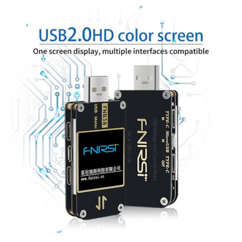 FNIRSI FNB38 Testeur de protocole de charge rapide de capacité de compteur de tension et de courant USB (noir) SF101A1720-010