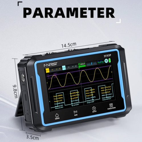 FNIRSI 2C53P générateur de Signal multimètre oscilloscope numérique à écran plat double canal 3 en 1 (noir) SF501A647-016