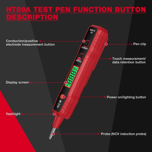 Stylo de Test haute sensibilité, affichage numérique LCD, alarme sonore et lumineuse (HT89A) SH601A1063-011
