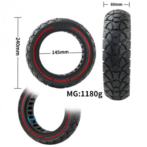 AIMITE 10 pouces 45mm fente Scooter universel anti-explosion antidérapant Absorption des chocs pneu tout-terrain (ligne rouge) SA501A41-05