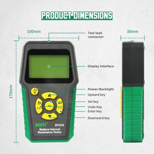 Instrument de test de tension et de diagnostic de défaut de véhicule électrique DUOYI DY223 (pince de test + stylo de jauge + base de pince) SD601A1461-012
