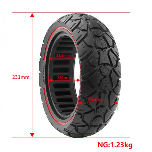 Pneu tout-terrain universel pour scooter électrique AIMITE 10 x 3 53,5 Card 255 x 80 et 80/65-6,5 (rouge) SA301A714-06