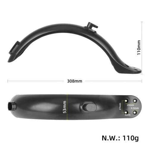 Pour accessoires de scooter Xiaomi M365 / 1S / PRO Garde-boue arrière en plastique Garde-boue arrière à 4 trous Garde-boue de 8,5 pouces, Spécification: Garde-boue + ensemble de feux arrière SH2302156-04