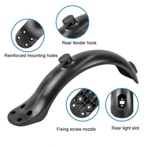 Pour accessoires de scooter Xiaomi M365 / 1S / PRO Garde-boue arrière en plastique Garde-boue arrière à 4 trous Garde-boue de 8,5 pouces, Spécification: Garde-boue + ensemble de feux arrière SH2302156-04