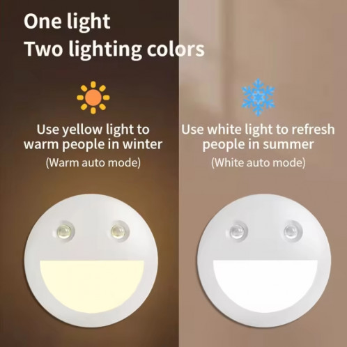 Smiley Face Smart Sensor Veilleuse magnétique sans fil pour allée (blanc) SH601A67-08
