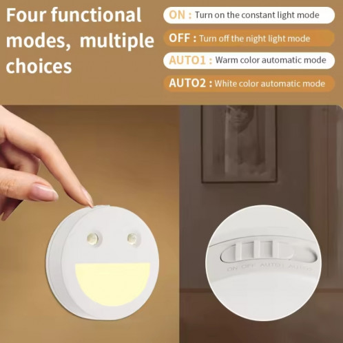 Smiley Face Smart Sensor Veilleuse magnétique sans fil pour allée (blanc) SH601A67-08