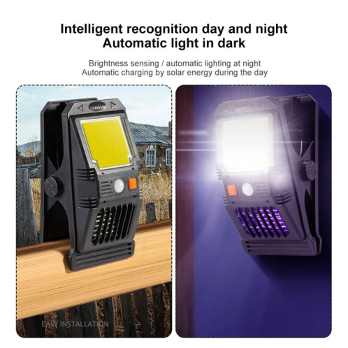 E-SMARTER W7104-1 Patch lampe solaire avec pince lampe anti-moustique Portable capteur de corps lumière de jardin extérieure SE3201596-010