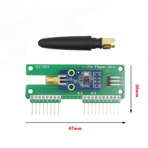 Pour module SubGhz externe Flipper Zero CC1101 433 MHz (AL-276) SH701A1339-06