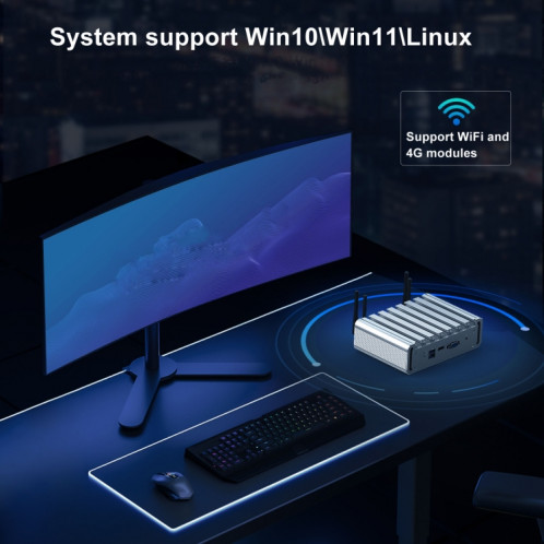 HYSTOU P09B-J4125-4L 8 Go DDR4 + 128 Go SSD Route logicielle pour ordinateur industriel à partir d'une mini console de serveur HTPC multi-réseau 2,5 G (avec adaptateur britannique) SH401C855-010
